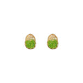 Gold Tone Crackle Oval Stud Earrings In Green And Champagne view 5