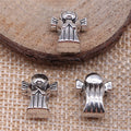 Antique Silver Guardian Angel Large Hole Metal Bead view 2