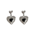 Silver-Tone Hammered Heart Drop Earrings Colored Centers view 5