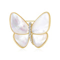 Shell Effect Butterfly Brooch in Four Gold Rose Gold or Black Styles view 2