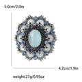 Oval Floral Medallion Brooch in Green Gold or Pale Blue Silver view 7