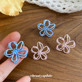 Pastel Open Flower Stud Earrings Fashion Jewelry Collection view 4