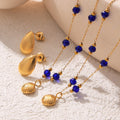 Gold Shell Pendant Set Blue Crystal Beads Necklace Bracelet view 2