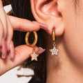 Gold Star Zircon Drop Hoop Earrings Smooth Twist Pavé Styles view 2