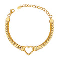 Open Heart Curb Chain Bracelet Gold or Steel Finish view 5