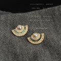 Gold Tone Fan Pearl Stud Earrings In White And Green Shell Styles view 7