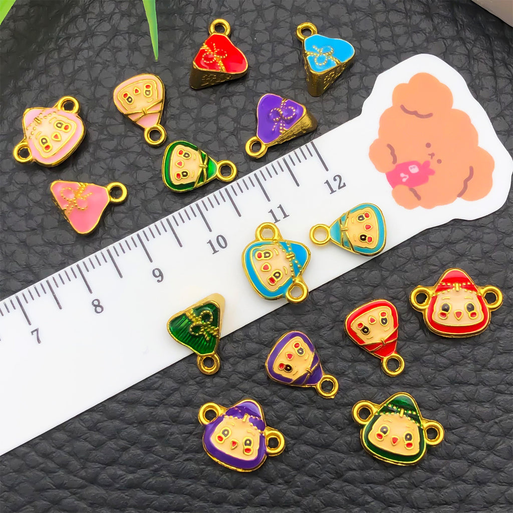 Zinc Alloy Enamel Zongzi Charm Pendant for DIY Bracelet Necklace Festival Jewelry