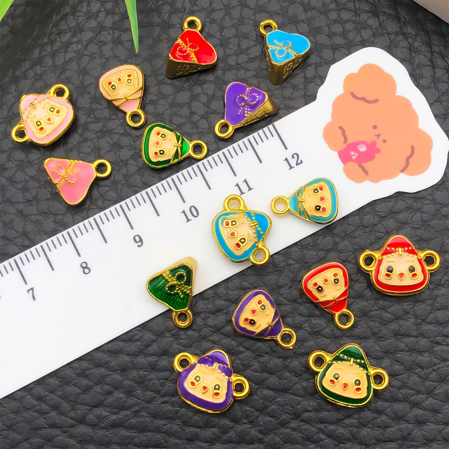 Zinc Alloy Enamel Zongzi Charm Pendant for DIY Bracelet Necklace Festival Jewelry