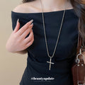 Long Cross Pendant Necklaces in Gold and Silver Tones view 3