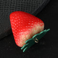 Fuzzy Strawberry Charm Pendant with Green Leaf Cap Two Colors view 5