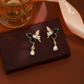 Red and Black Mismatched Fairy Butterfly Teardrop Stud Earrings view 7
