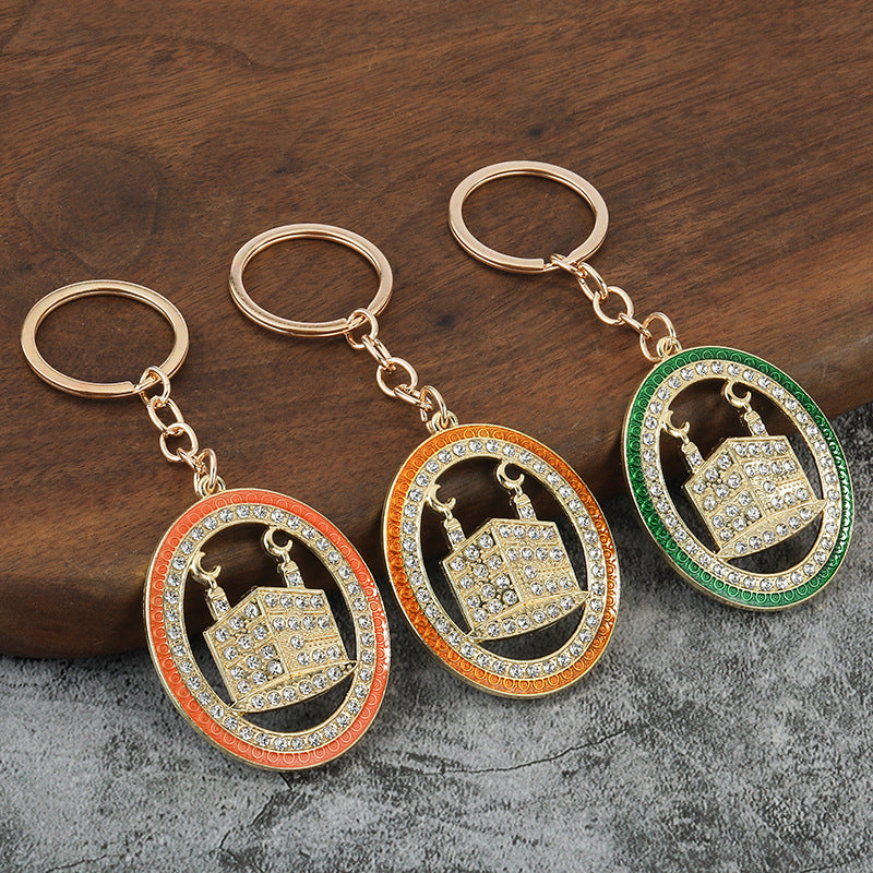 Moon Festival Gold Tone Rhinestone Keychain Arabic Style Bag Charm