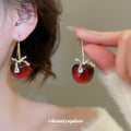 Red Apple Hook Earrings with Crystal Bow Detail Jewelry Design view 2