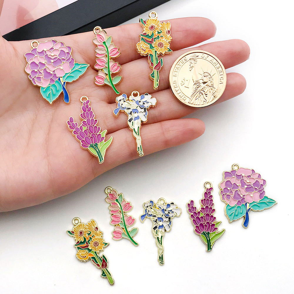 Zinc Alloy Van Gogh Sunflower Iris Flower Charm Pendant for Earrings Necklace DIY