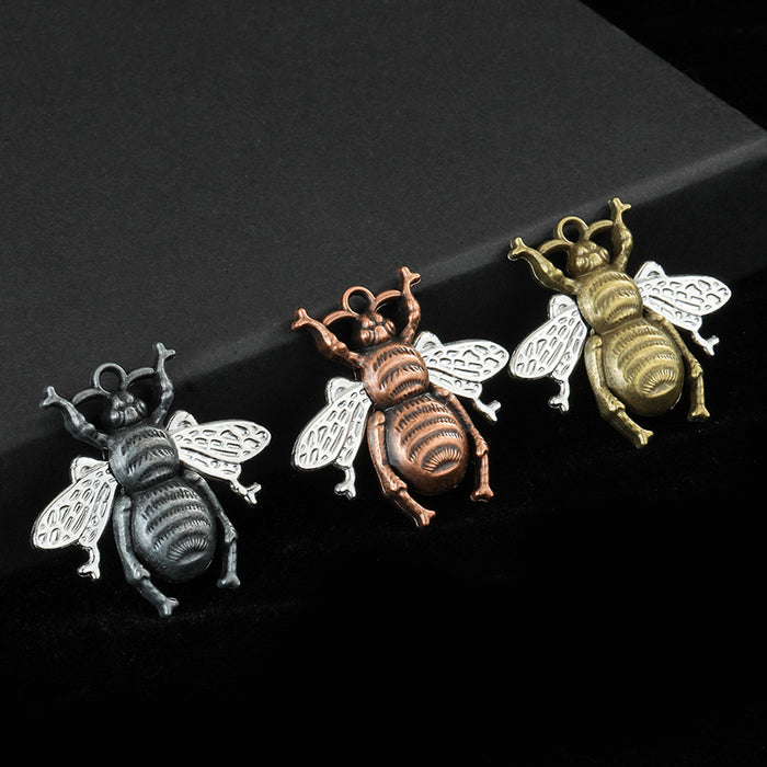 Antique Alloy Bee Insect Charm Pendant Three Metal Finishes