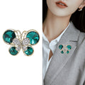 Butterfly Rhinestone Brooch Large Crystal Wings Purple Green view 3