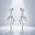Silver Star Crystal Look Ribbon Long Stud Earrings view 6