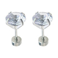 Round Clear Cubic Zirconia Screw Back Stud Earrings Five Sizes view 5
