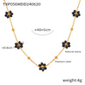 Gold Black Daisy Natural Stone Necklace Bracelet Set Pieces view 6