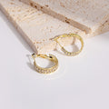 Double Row Clear Look Accent Small C Hoop Earrings view 4