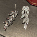 Silver Tone Pave Clear Leaf Cascade Drop Earrings Pair view 3
