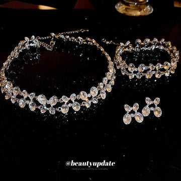 Silver Tone Clear Oval Crystal Bracelet And Necklace Options