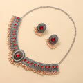 Round Medallion Choker and Stud Earring Jewelry Sets view 5