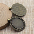 Leaf Border Round Cabochon Tray In Antique Silver And Antique Bronze For Jewelry Making view 4