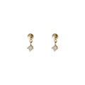 Gold Ball Stud Mini Clear Cubic Zirconia Dangle Earrings view 5