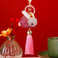 Full Crystal Rabbit Keychains in Five Colors with Matching Tassels view 6