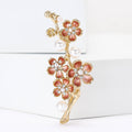 Gold Plum Blossom Branch Brooch Pink Enamel Petals Pearls view 1