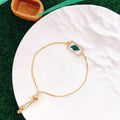 Gold Geometric Green Leaf Resin Adjustable Bracelets 10 Styles view 8