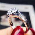 Silver Tone Oval Clear Stone Split Shoulder Halo Ring view 3
