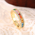 Multicolor Baguette Channel Band In Gold And Silver Tones view 5
