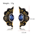 Black Gold Tone Black Fan Crystal Matte Five Designs Metal Dangle Earrings view 5