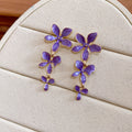 Enamel Flower Vine Drop Stud Earrings in Five Colors view 8