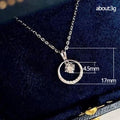 Floating Round Crystal Circle Pendant Necklace in Two Tones view 5
