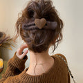 Brown Yarn Heart Duckbill Hair Clip Fuzzy Wrap Clip view 1