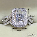 Rectangular Halo Stone Twisted Pavé Ring in Silver Tone view 5