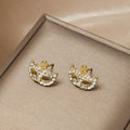 Gold Masquerade Mask Clear Look Small Stud Earrings view 2