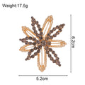 Red Gold Tone Snowflake Crystal Metal Brooch Pin for Jackets and Lapels view 2