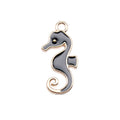 Black and White Enamel Seahorse Charm with Gold Tone Outline view 3