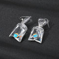 Silver Tone Clear Water Bag Fish Novelty Hook Earrings view 2