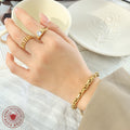 Chunky Curb Link Bracelet Adjustable Gold or Steel Tone view 3
