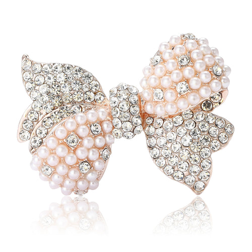 Crystal Bow brooch front view on a white background