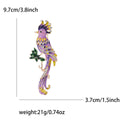 Long Tail Parrot Brooch in Blue or Purple Enamel Colors view 7