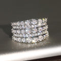 Silver-Tone Five-Row Round Clear Cubic Zirconia Wide Band Ring view 2