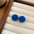 Round Flocked Fabric Stud Earrings In Four Colors For Distinctive Statement Styling view 8