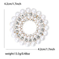 Round Pearl Wreath Brooch in Gold and Silver Tones view 4