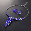 Black Silver Tone Crystal Leaf Sweep Crystal Five Designs Metal Necklace view 2